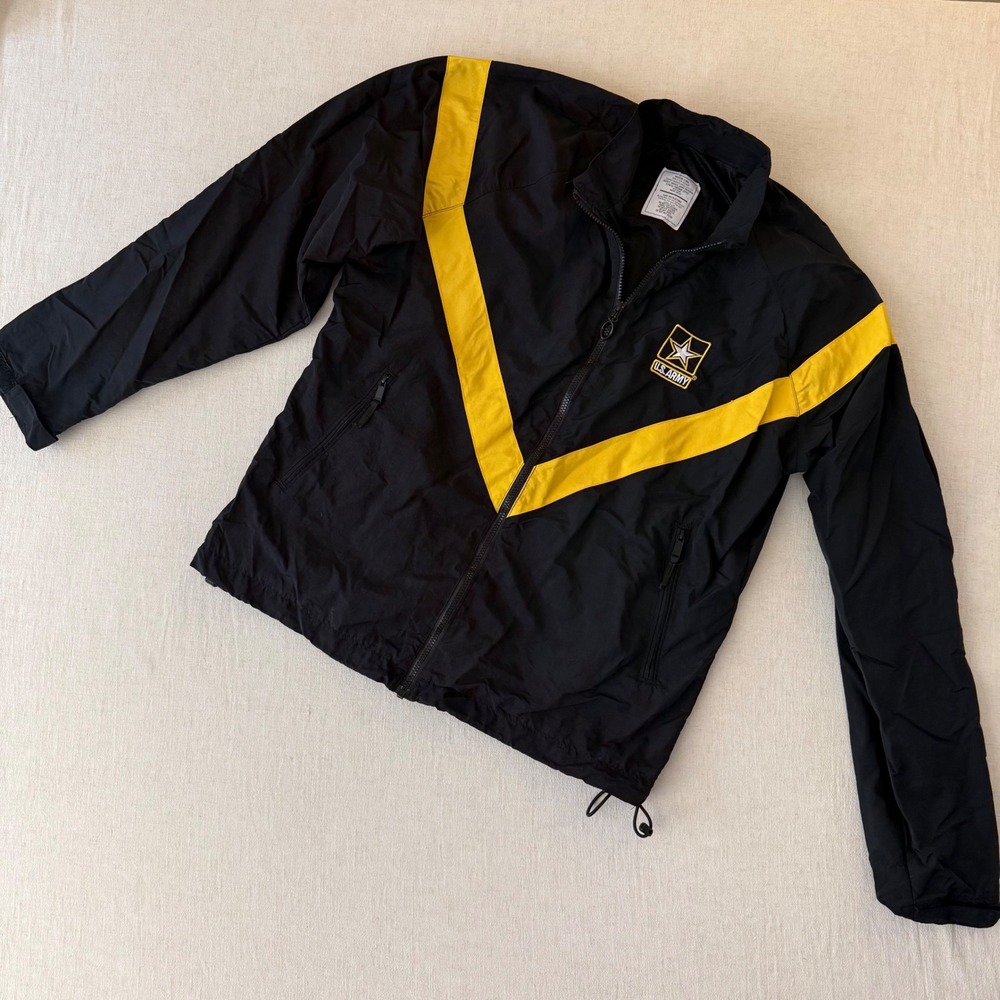 US Army APFU Physical Fitness Uniform Jacket Black Yellow Medium Long